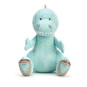 DEMDACO Dinosaur Bright Blue and Tan 10 Inch Jersey Knit Fabric Childrens Stuffe